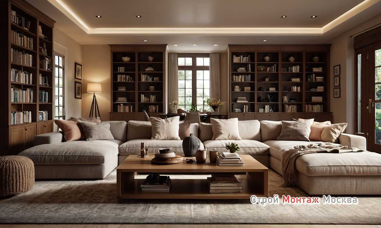 1. Низкая кровать как элемент гостиной